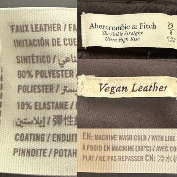 Abercrombie & Fitch Vegan Leather Ankle Straight Pants Womens 29/8 Black - Picture 15 of 16